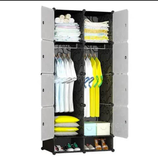 Armoire Modulable Résistante 8 Cubes avec Portes pour Chaussures